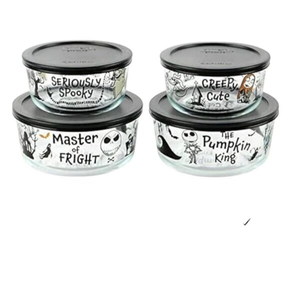 New Pyrex Nightmare Before Christmas 8 Piece Glass Bowls - Picture 2 of 2
